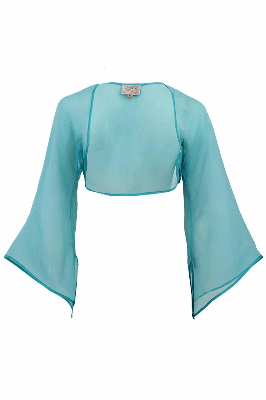 NEW ZONDA NELLIS women's small soleil shrug in blue